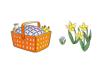 Picknickkorb, Blumen